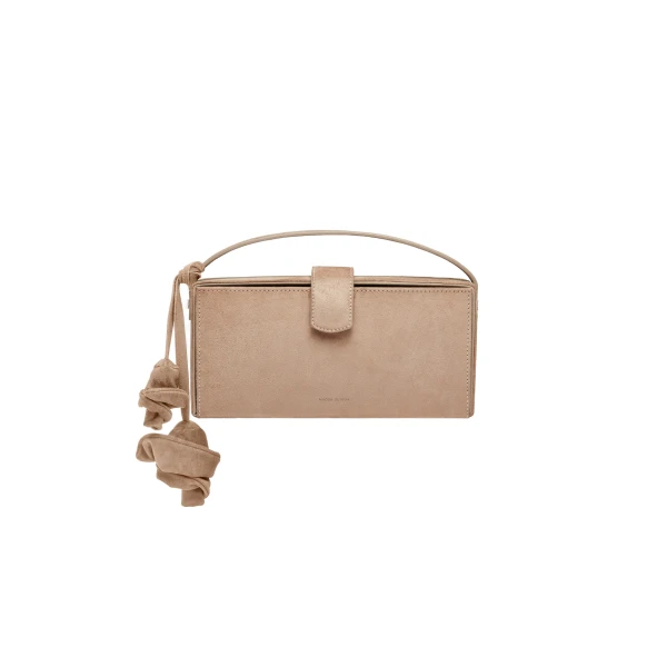 Apolonia bag in beige suede with flower charm