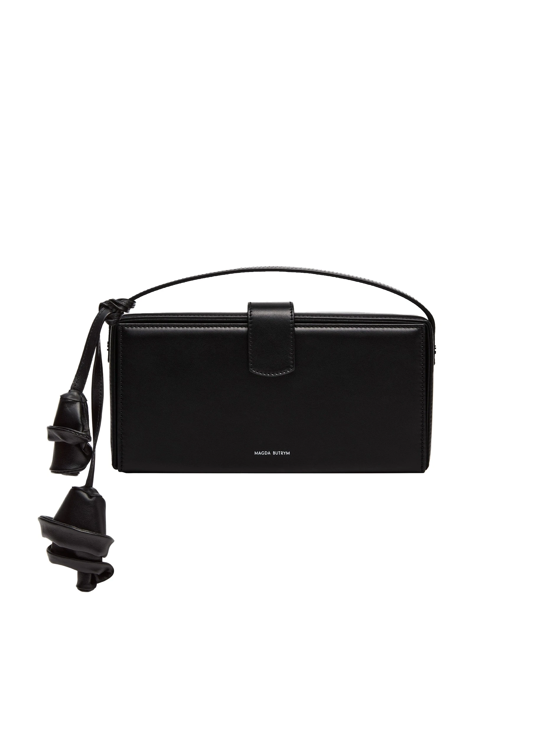 Magda Butrym Apolonia bag in black leather with flower charm | Luxury Shoes Magda Butrym Apolonia bag in black leather with flower charm