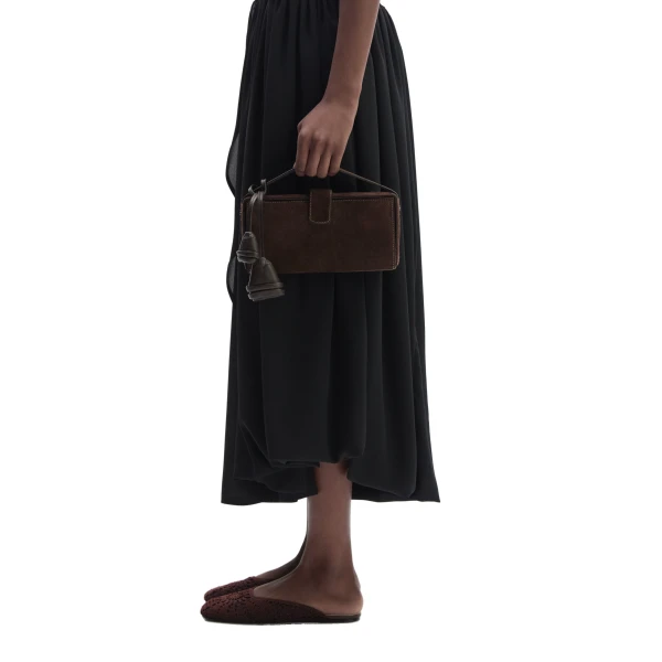 Apolonia bag in brown suede with flower charm - Image 5