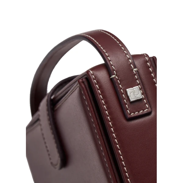 Apolonia bag in burgundy leather with flower charm - Image 3