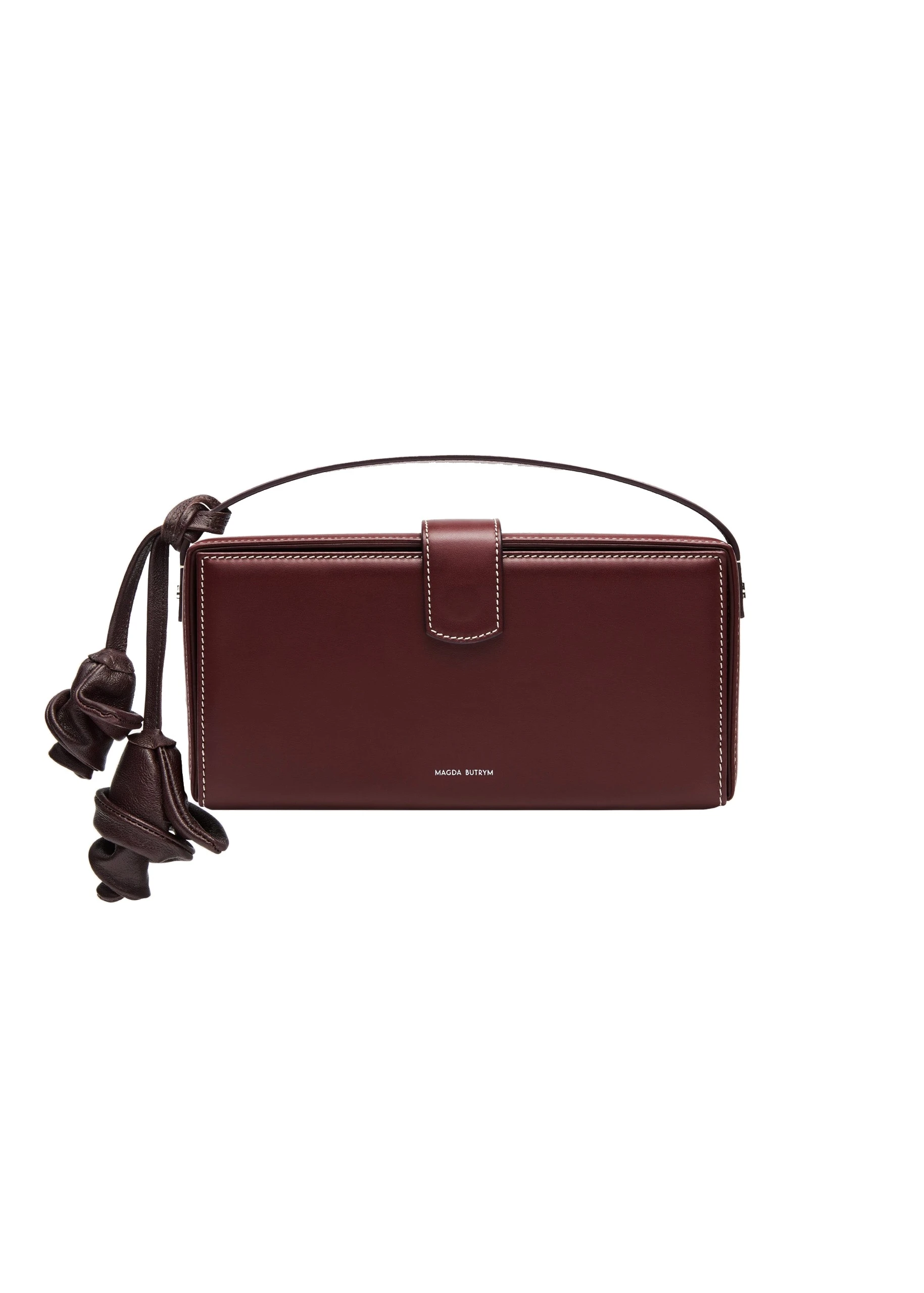 Magda Butrym Apolonia bag in burgundy leather with flower charm | Luxury Shoes Magda Butrym Apolonia bag in burgundy leather with flower charm
