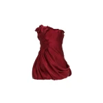 Magda Butrym Asymmetric pleated silk bubble mini dress in red
