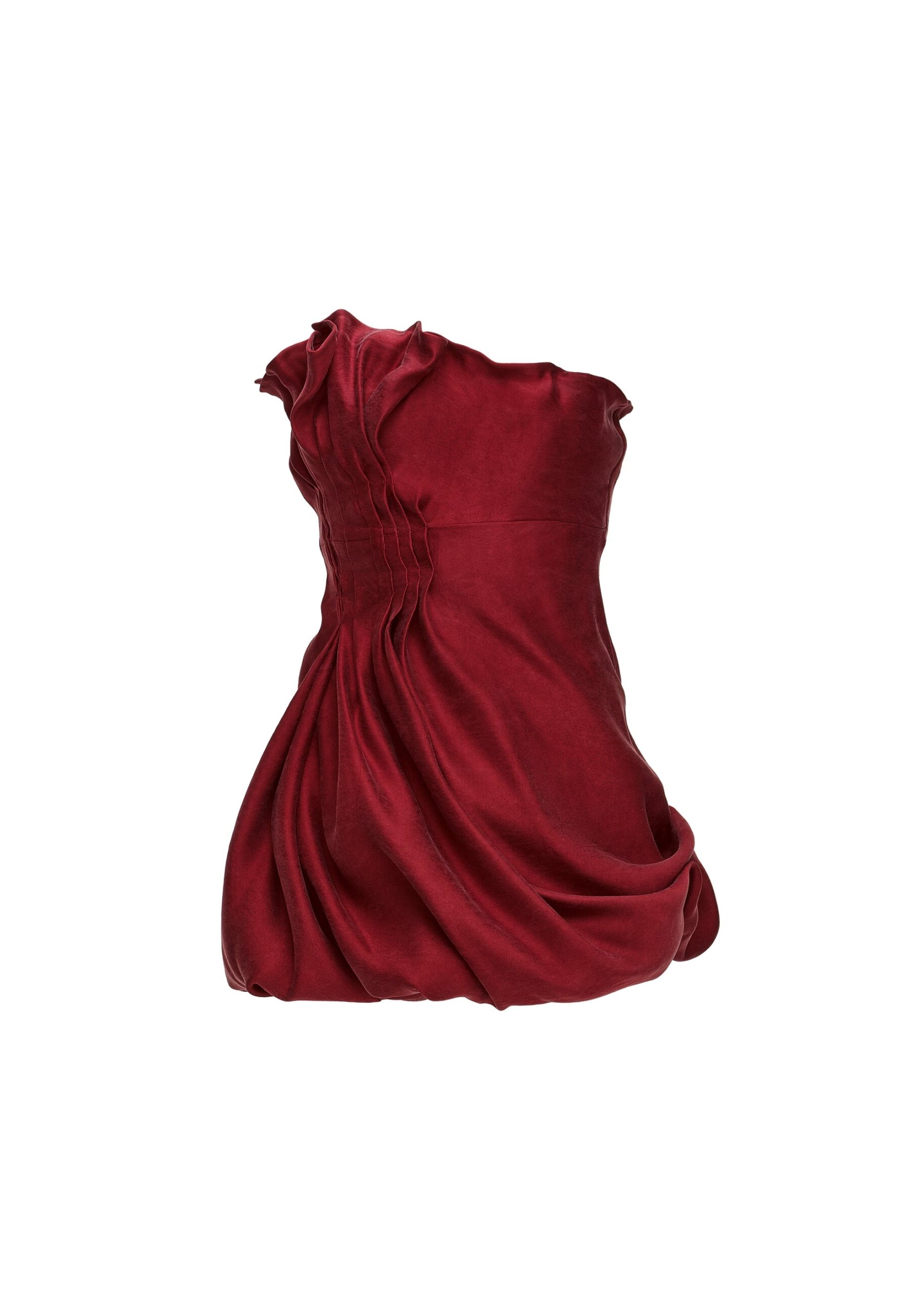 Magda Butrym Asymmetric pleated silk bubble mini dress in red | Luxury Shoes Magda Butrym Asymmetric pleated silk bubble mini dress in red