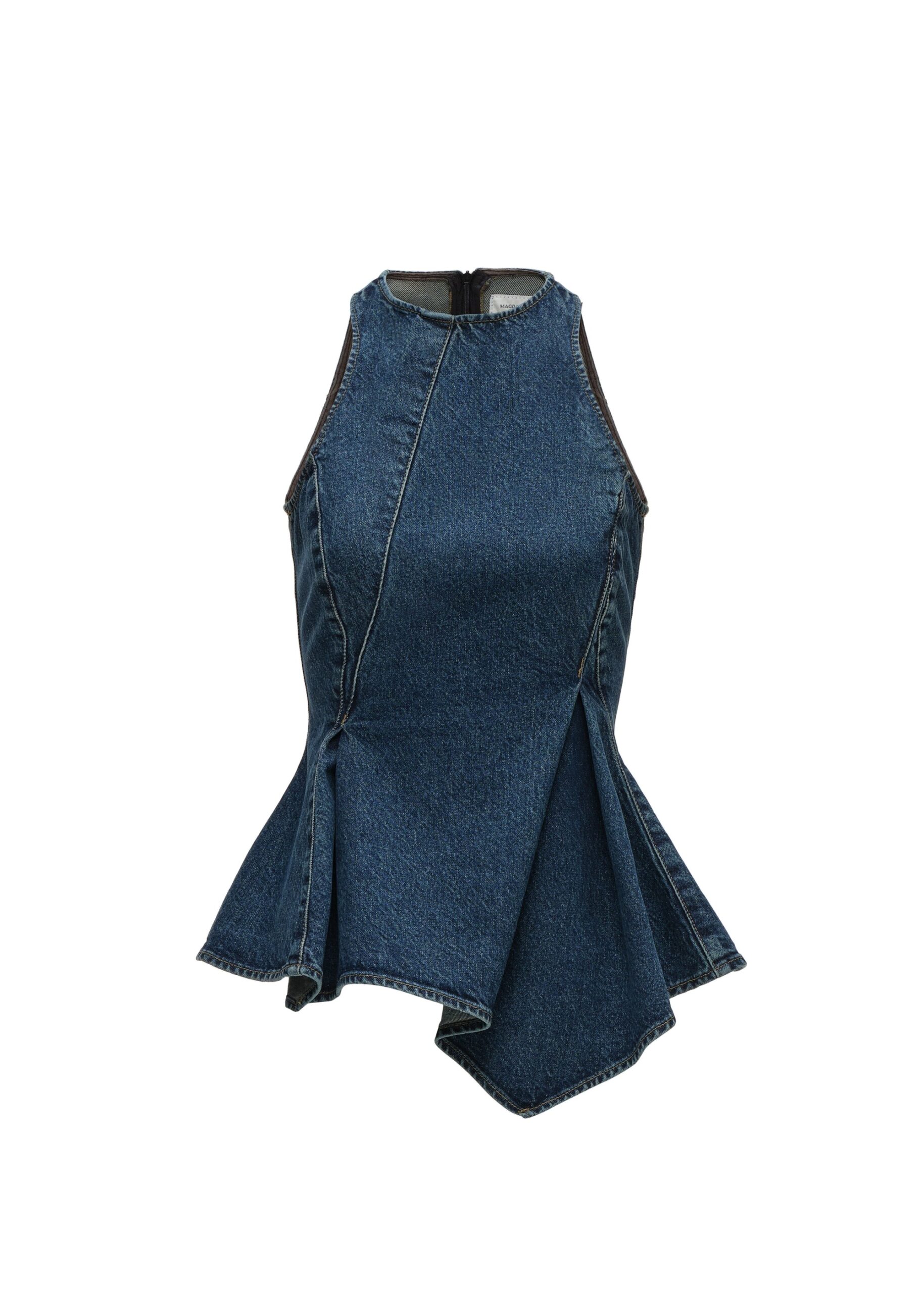 Magda Butrym Asymmetric sleeveless denim top in blue | Tops at Luxury Shoes Magda Butrym Asymmetric sleeveless denim top in blue