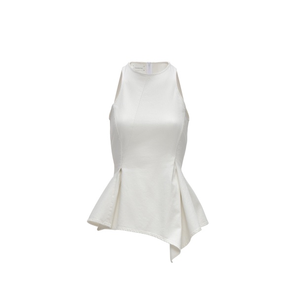 Magda Butrym Asymmetric sleeveless denim top in cream
