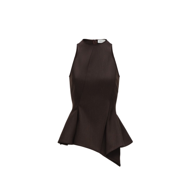 Magda Butrym Asymmetric sleeveless top in brown