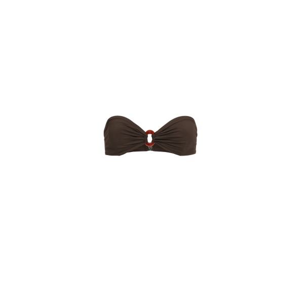 Magda Butrym Bandeau bikini top with ring detail in brown