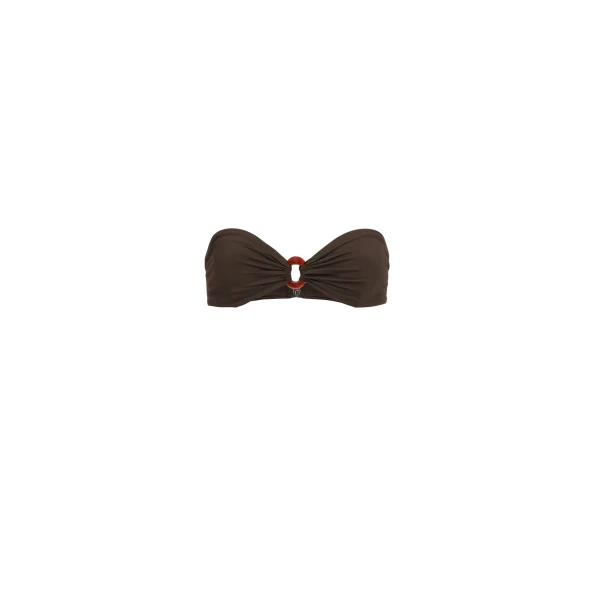 Magda Butrym Bandeau bikini top with ring detail in brown