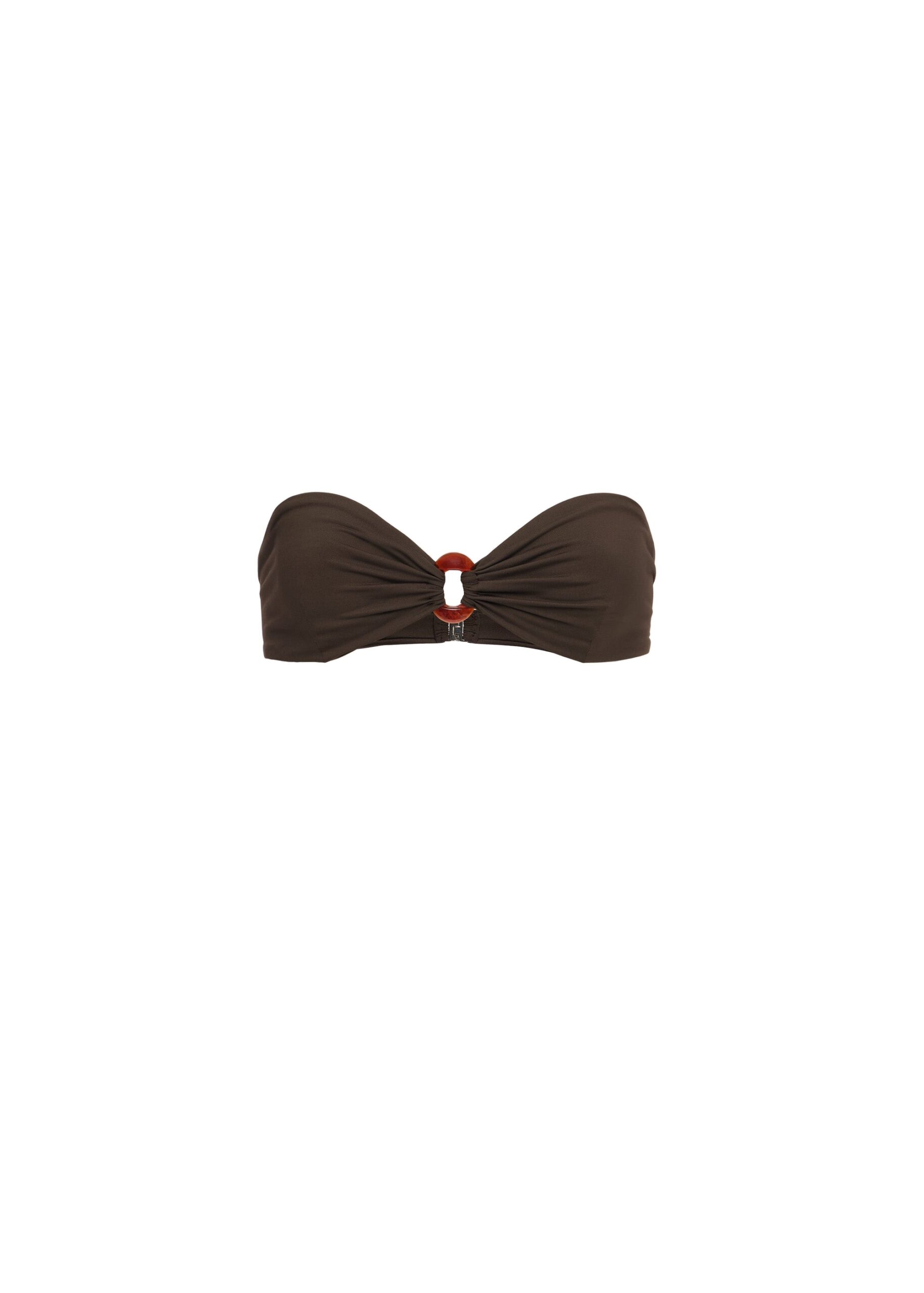 Magda Butrym Bandeau bikini top with ring detail in brown | Luxury Shoes Magda Butrym Bandeau bikini top with ring detail in brown