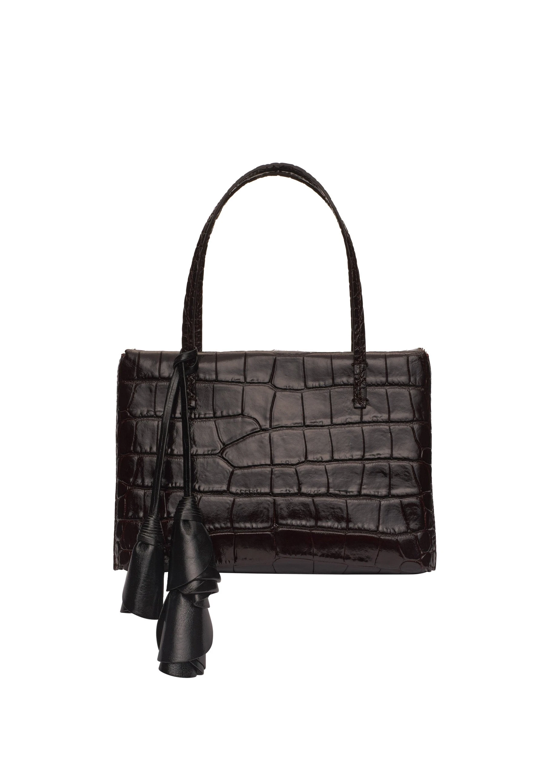 Magda Butrym Barbara bag in croco-embossed dark brown leather | Luxury Shoes Magda Butrym Barbara bag in croco-embossed dark brown leather