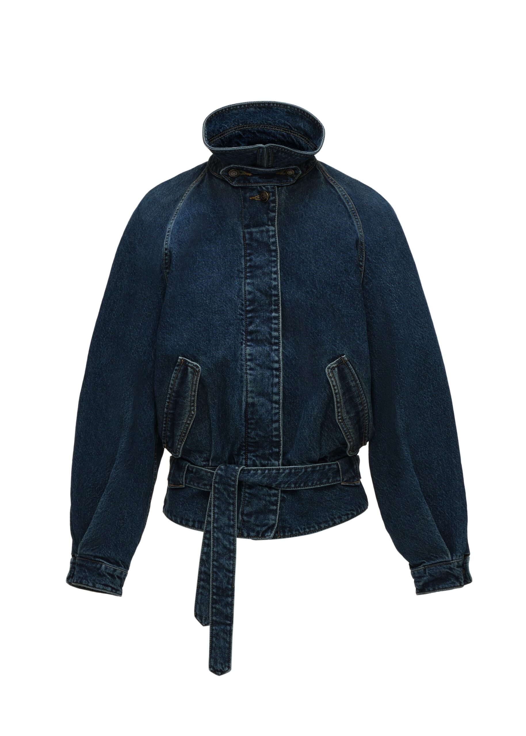 Magda Butrym Belted denim jacket in blue | Jackets at Luxury Shoes Magda Butrym Belted denim jacket in blue