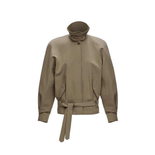 Belted raglan jacket in khaki
