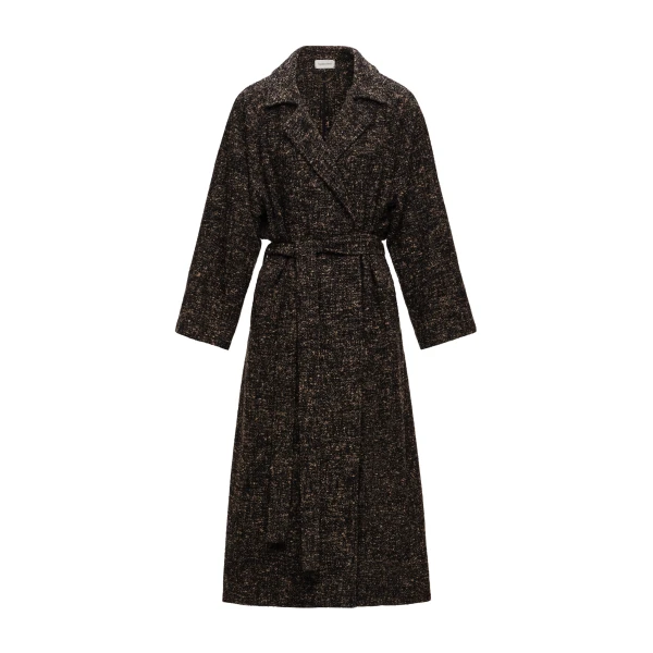 Belted wool blend coat in brown