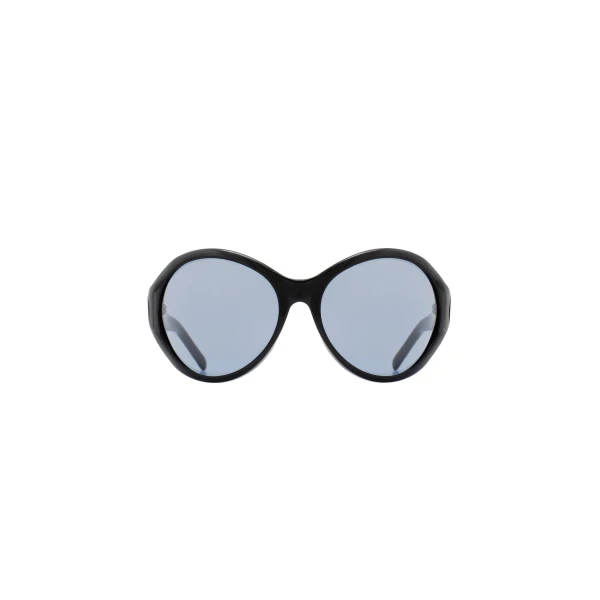 Magda Butrym Big round sunglasses in black with blue lenses