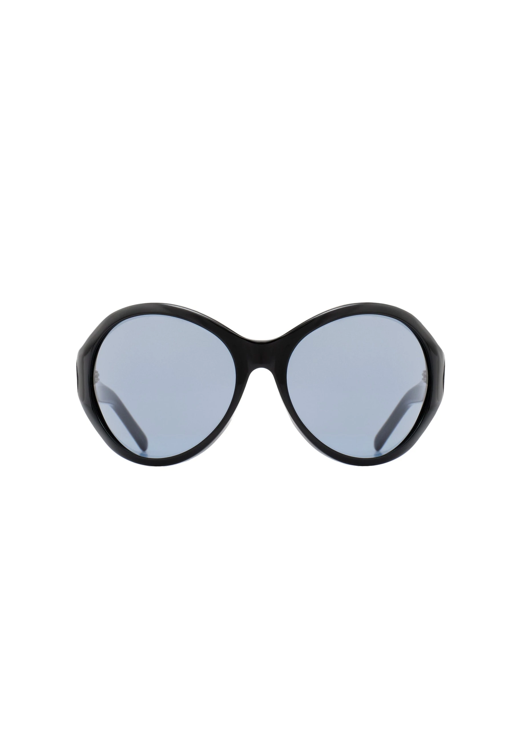 Magda Butrym Big round sunglasses in black with blue lenses | Luxury Shoes Magda Butrym Big round sunglasses in black with blue lenses