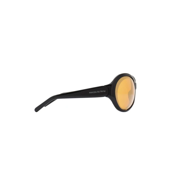 Big round sunglasses in black with yellow lenses - Image 2