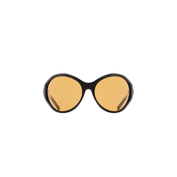Magda Butrym Big round sunglasses in black with yellow lenses