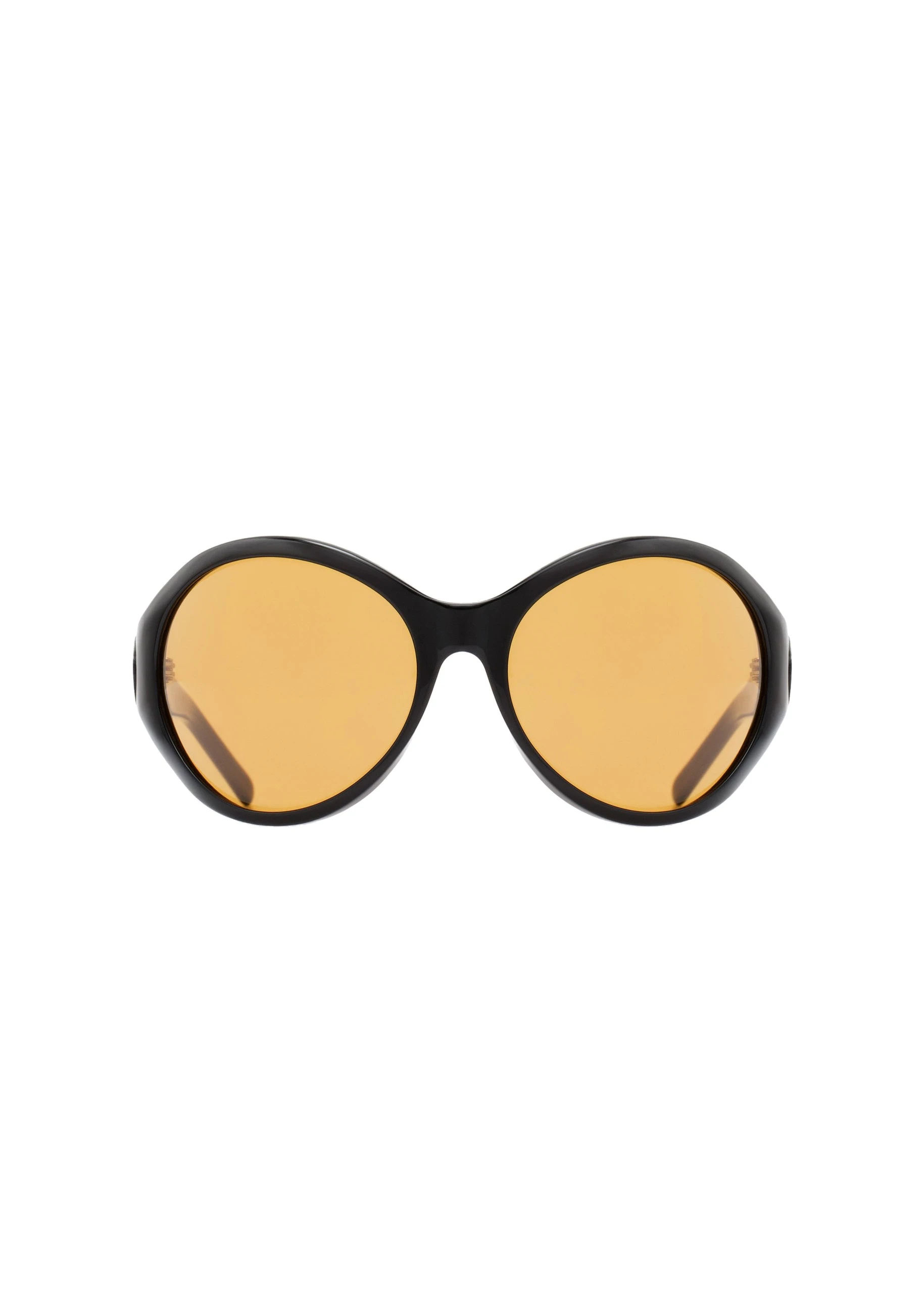 Magda Butrym Big round sunglasses in black with yellow lenses | Luxury Shoes Magda Butrym Big round sunglasses in black with yellow lenses
