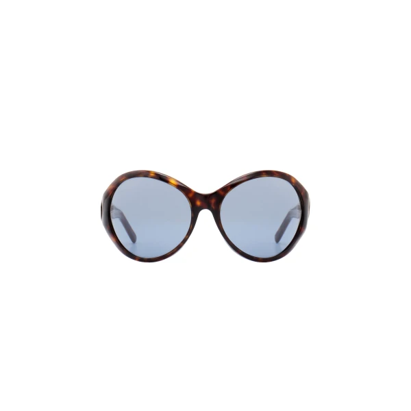 Magda Butrym Big round sunglasses in tortoise with blue lenses