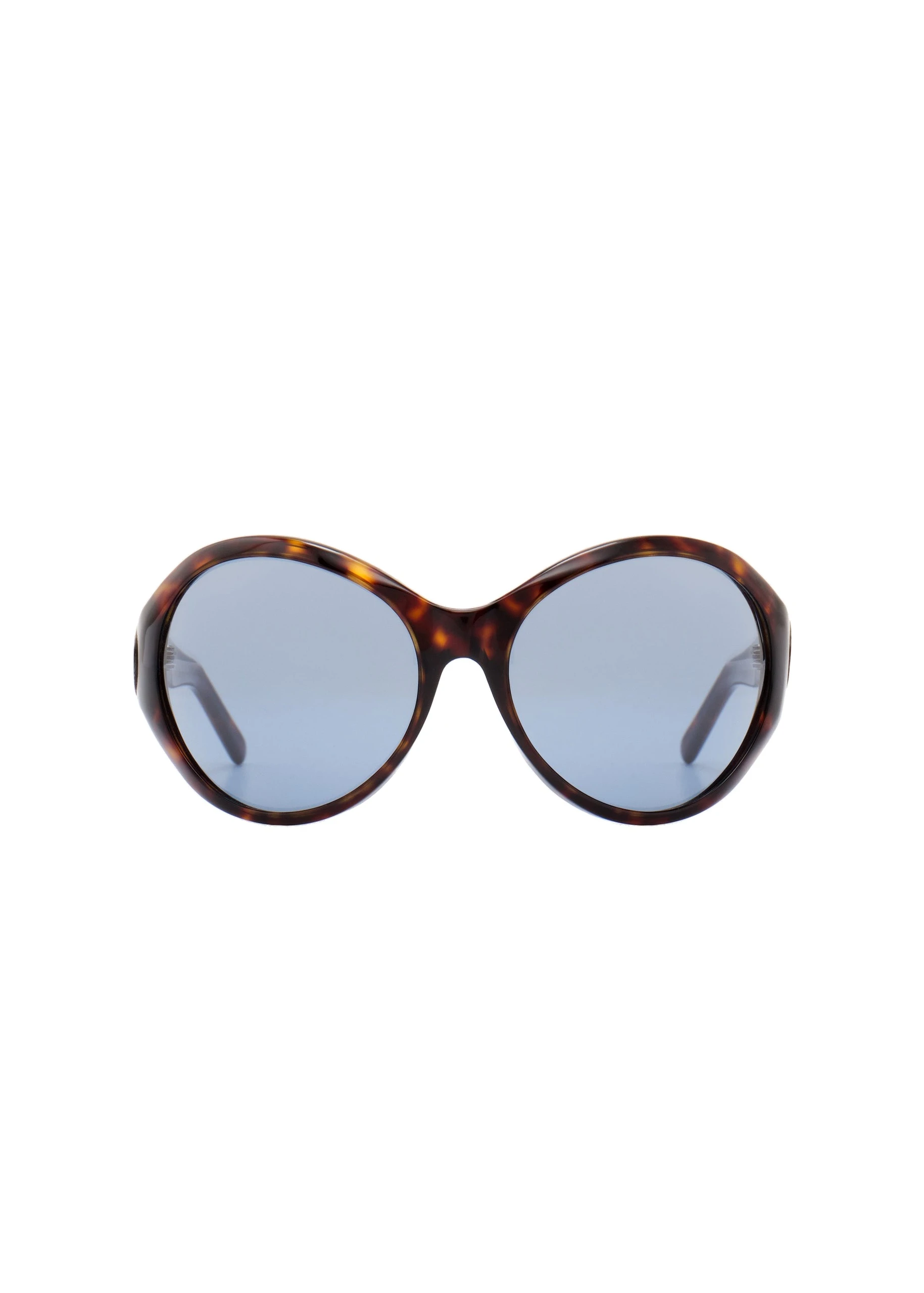 Magda Butrym Big round sunglasses in tortoise with blue lenses | Luxury Shoes Magda Butrym Big round sunglasses in tortoise with blue lenses