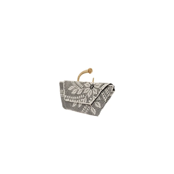 Bracelet crochet bag in black satin with gold handle - Image 3