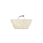 Magda Butrym Bracelet crochet bag in cream satin with silver handle