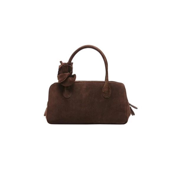 Brigitte bag in brown suede and silver