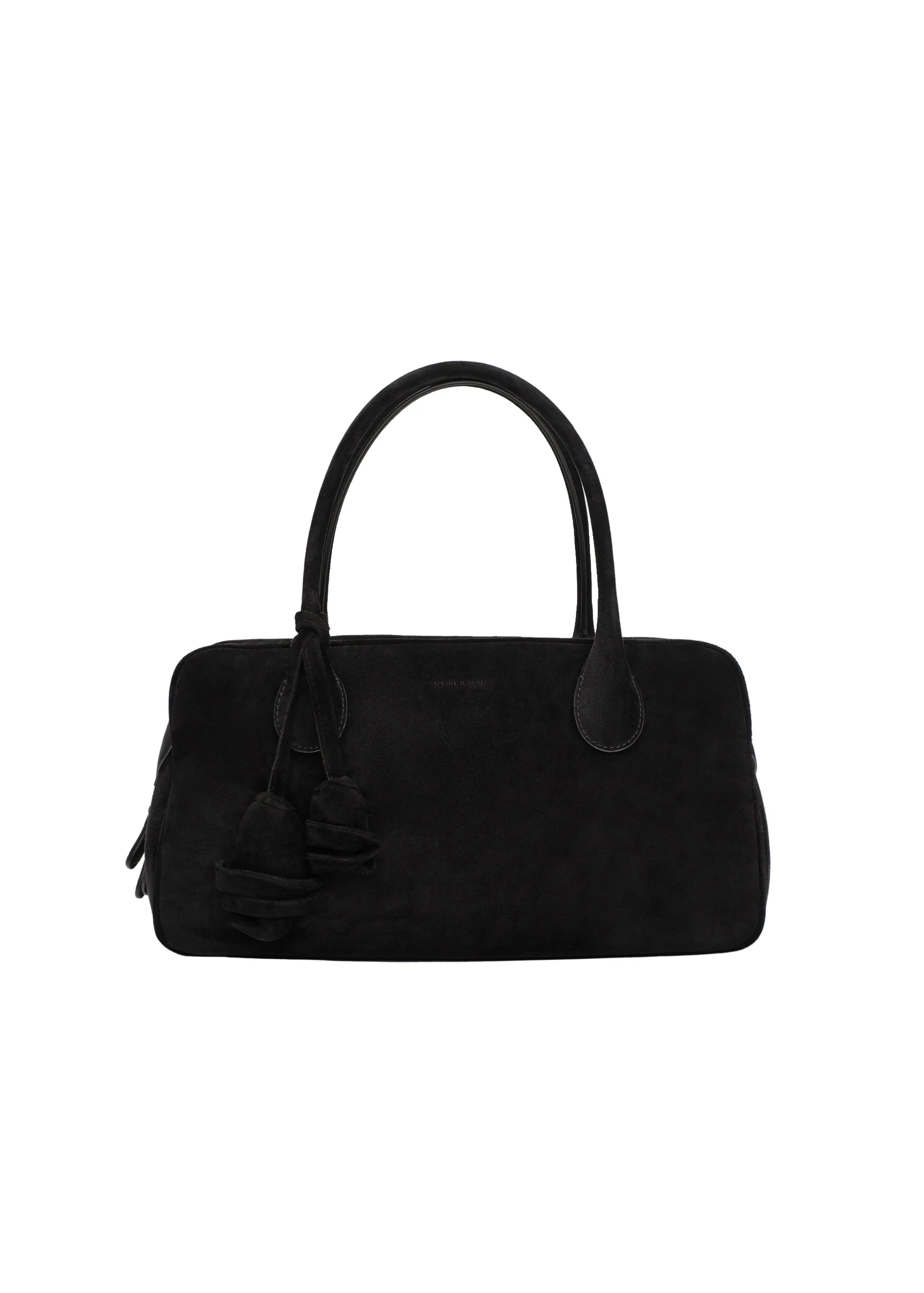 Magda Butrym Brigitte in black suede with flower charm | Luxury Shoes Magda Butrym Brigitte in black suede with flower charm