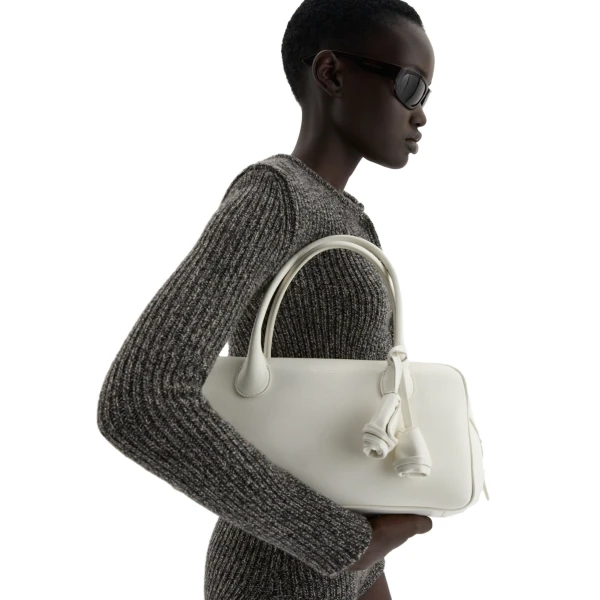 Brigitte in cream leather with flower charm - Image 5