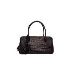 Magda Butrym Brigitte in dark brown croco-embossed leather with flower charm