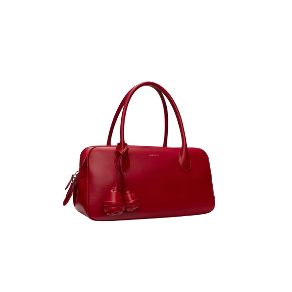 Brigitte in red leather with flower charm - Image 2