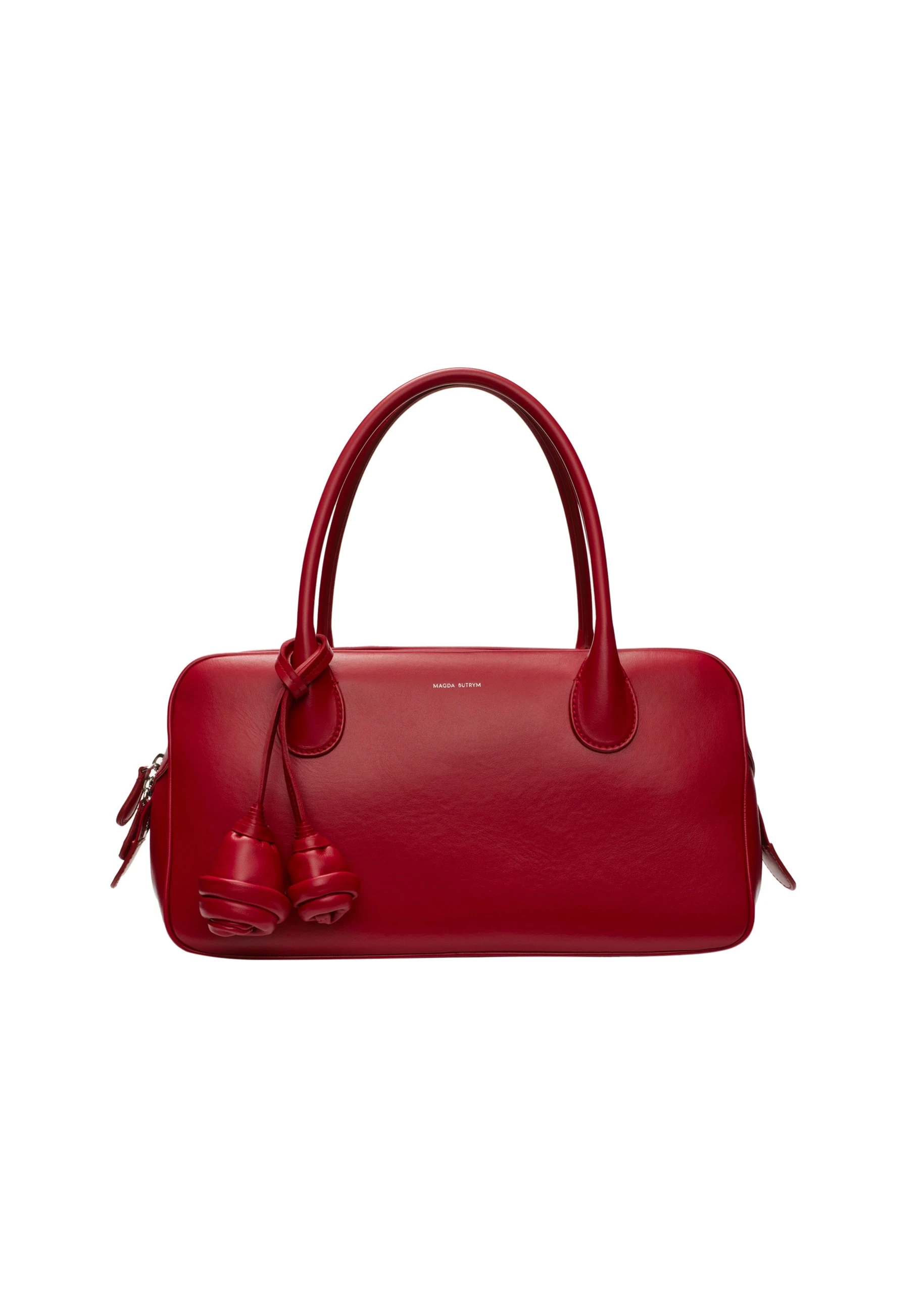 Magda Butrym Brigitte in red leather with flower charm | Luxury Shoes Magda Butrym Brigitte in red leather with flower charm