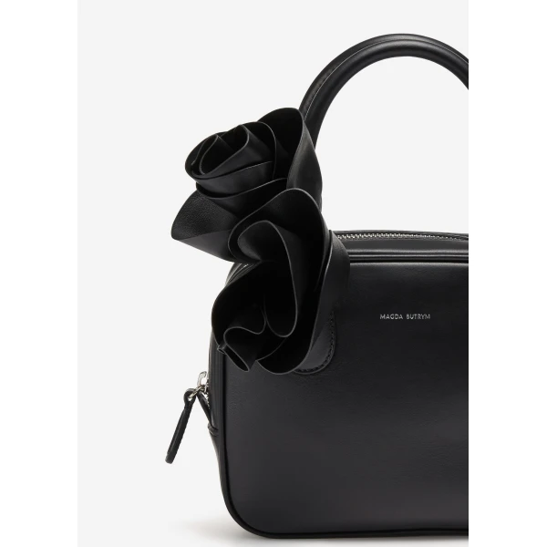 Brigitte square bag in black leather and silver - Image 3