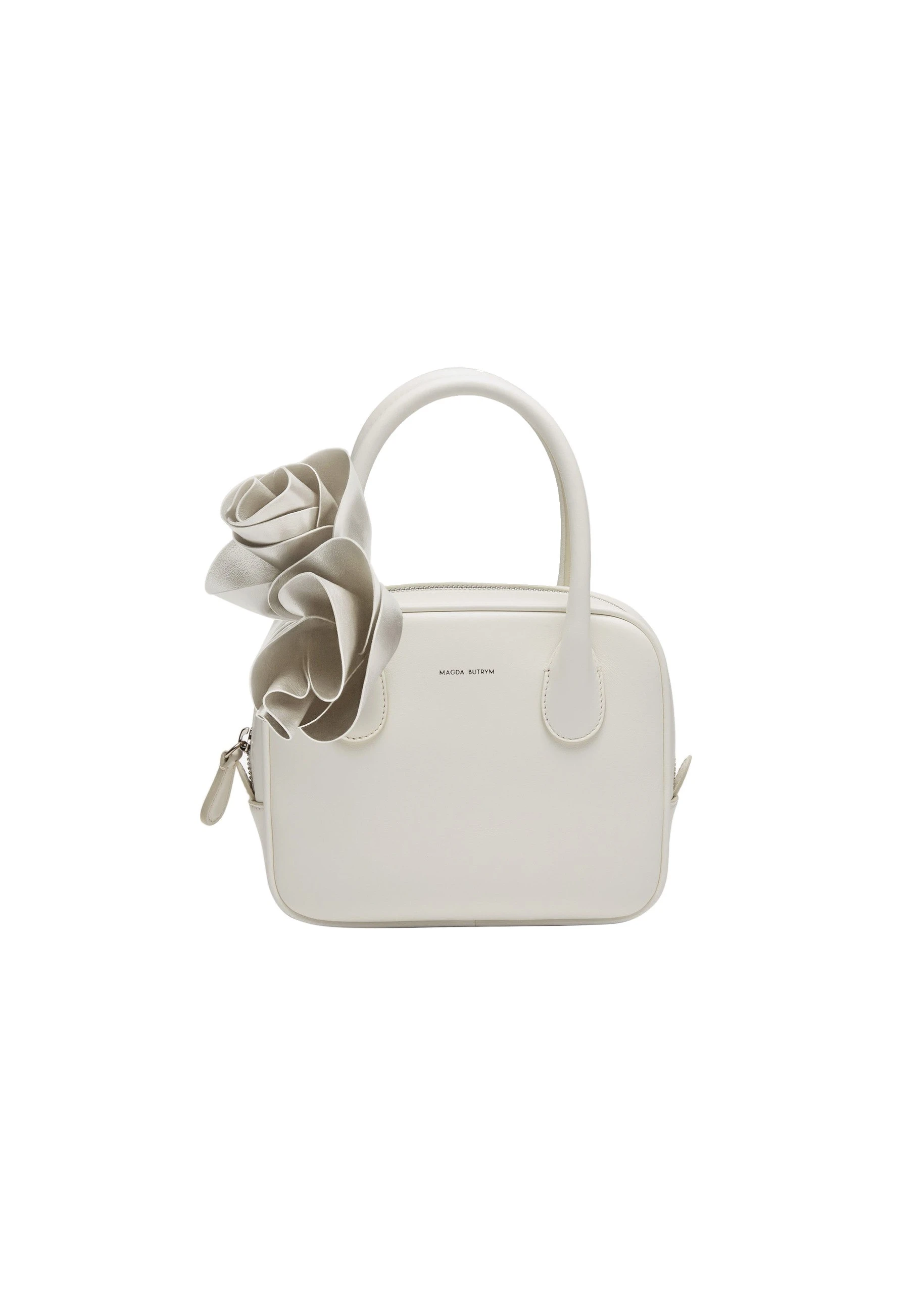 Magda Butrym Brigitte square bag in cream leather and silver | Luxury Shoes Magda Butrym Brigitte square bag in cream leather and silver