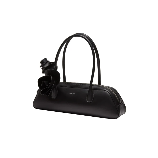Brigitte trapeze bag in black leather and silver - Image 2