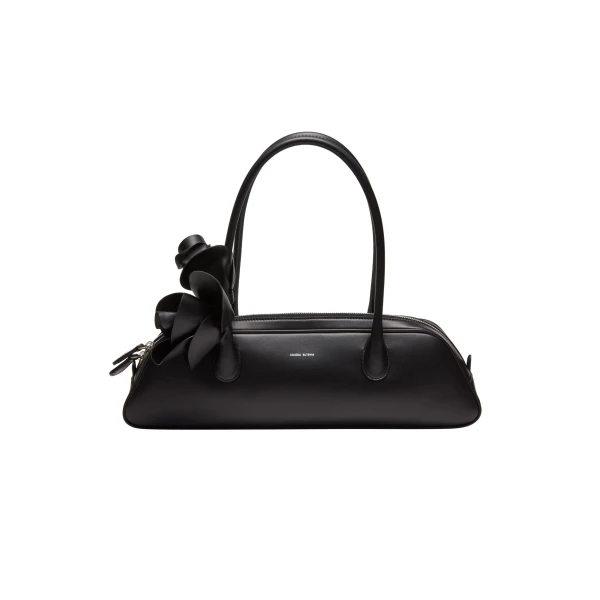 Brigitte trapeze bag in black leather and silver
