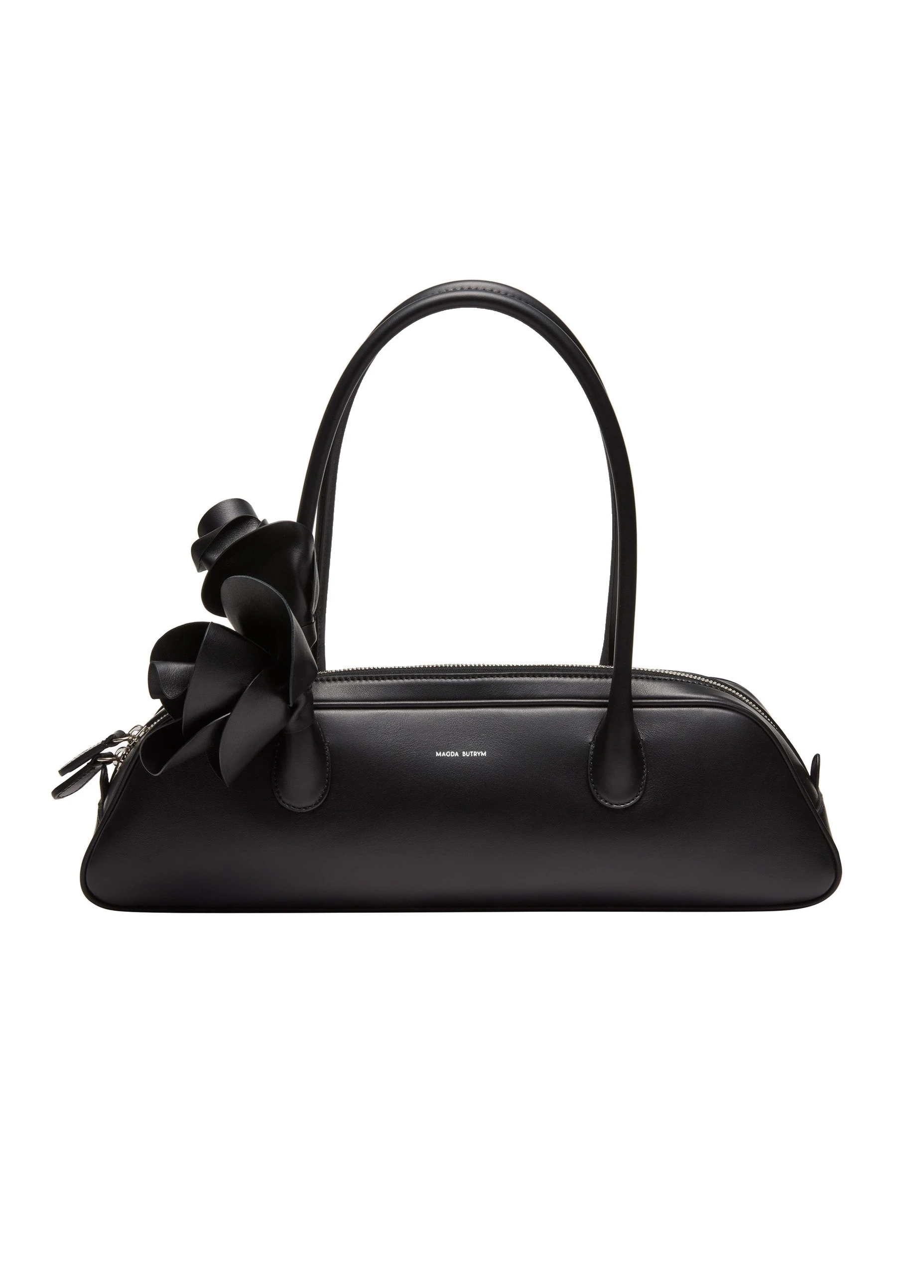 Magda Butrym Brigitte trapeze bag in black leather and silver | Luxury Shoes Magda Butrym Brigitte trapeze bag in black leather and silver