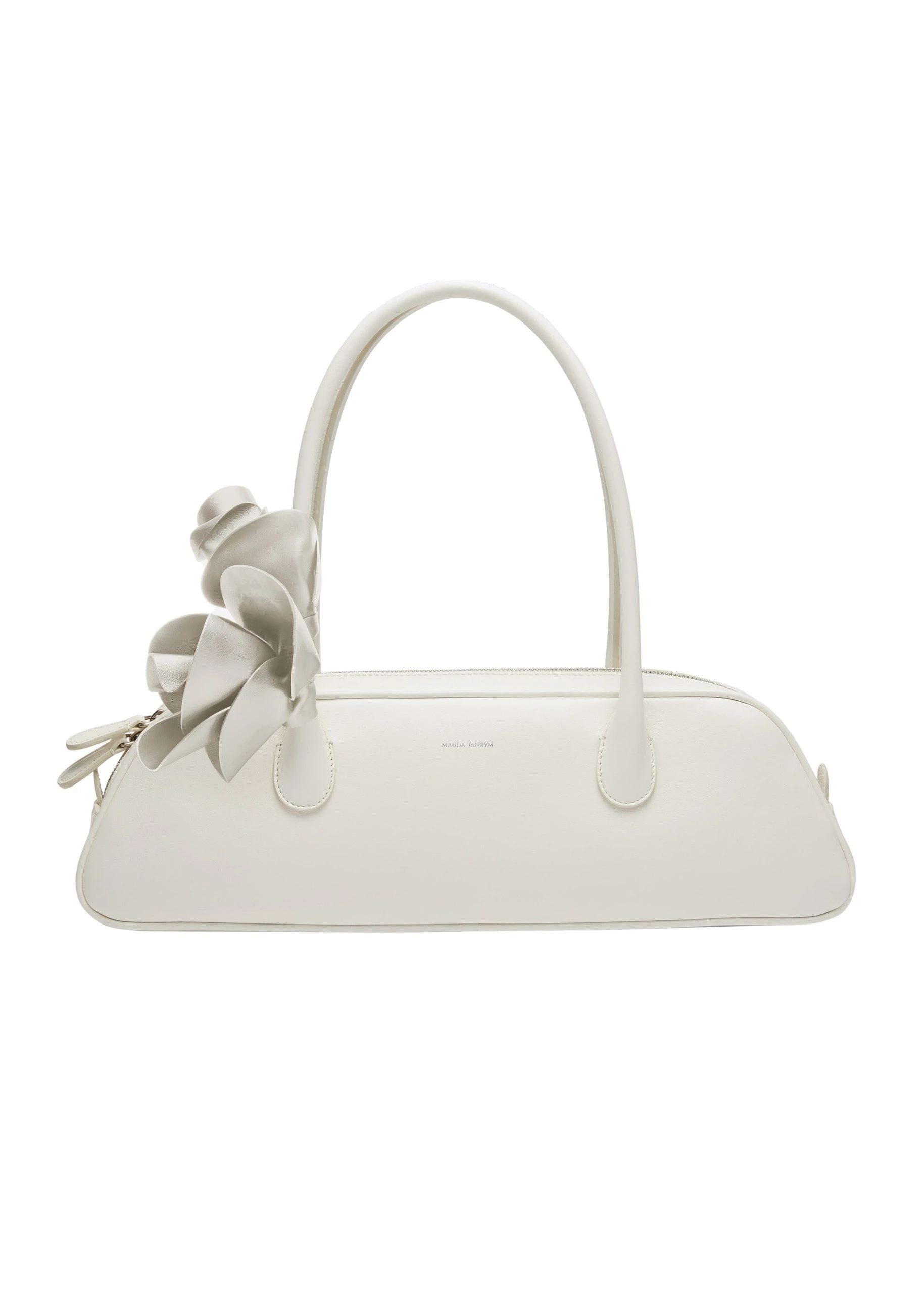 Magda Butrym Brigitte trapeze bag in cream leather and silver | Luxury Shoes Magda Butrym Brigitte trapeze bag in cream leather and silver