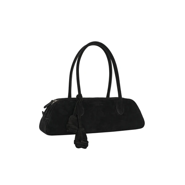 Brigitte trapeze in black suede with flower charm - Image 2