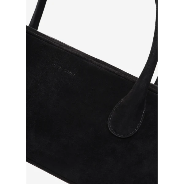 Brigitte trapeze in black suede with flower charm - Image 4