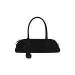 Magda Butrym Brigitte trapeze in black suede with flower charm