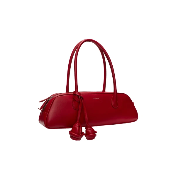 Brigitte trapeze in red leather with flower charm - Image 2