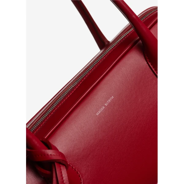 Brigitte trapeze in red leather with flower charm - Image 4