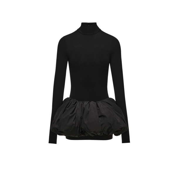 Magda Butrym Bubble skirt turtleneck mini dress in black