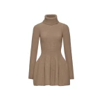 Magda Butrym Cashmere turtleneck mini dress in beige