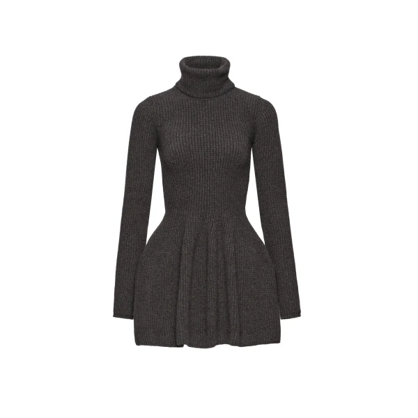 Cashmere turtleneck mini dress in grey