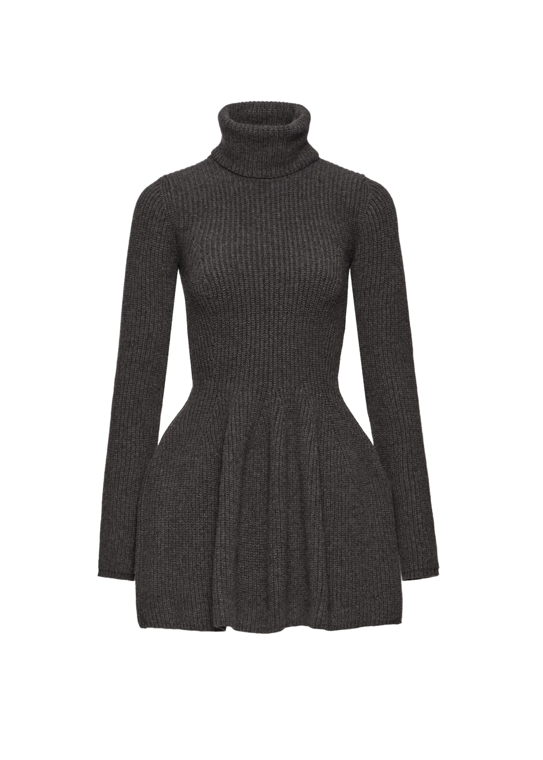 Magda Butrym Cashmere turtleneck mini dress in grey | Luxury Shoes Magda Butrym Cashmere turtleneck mini dress in grey
