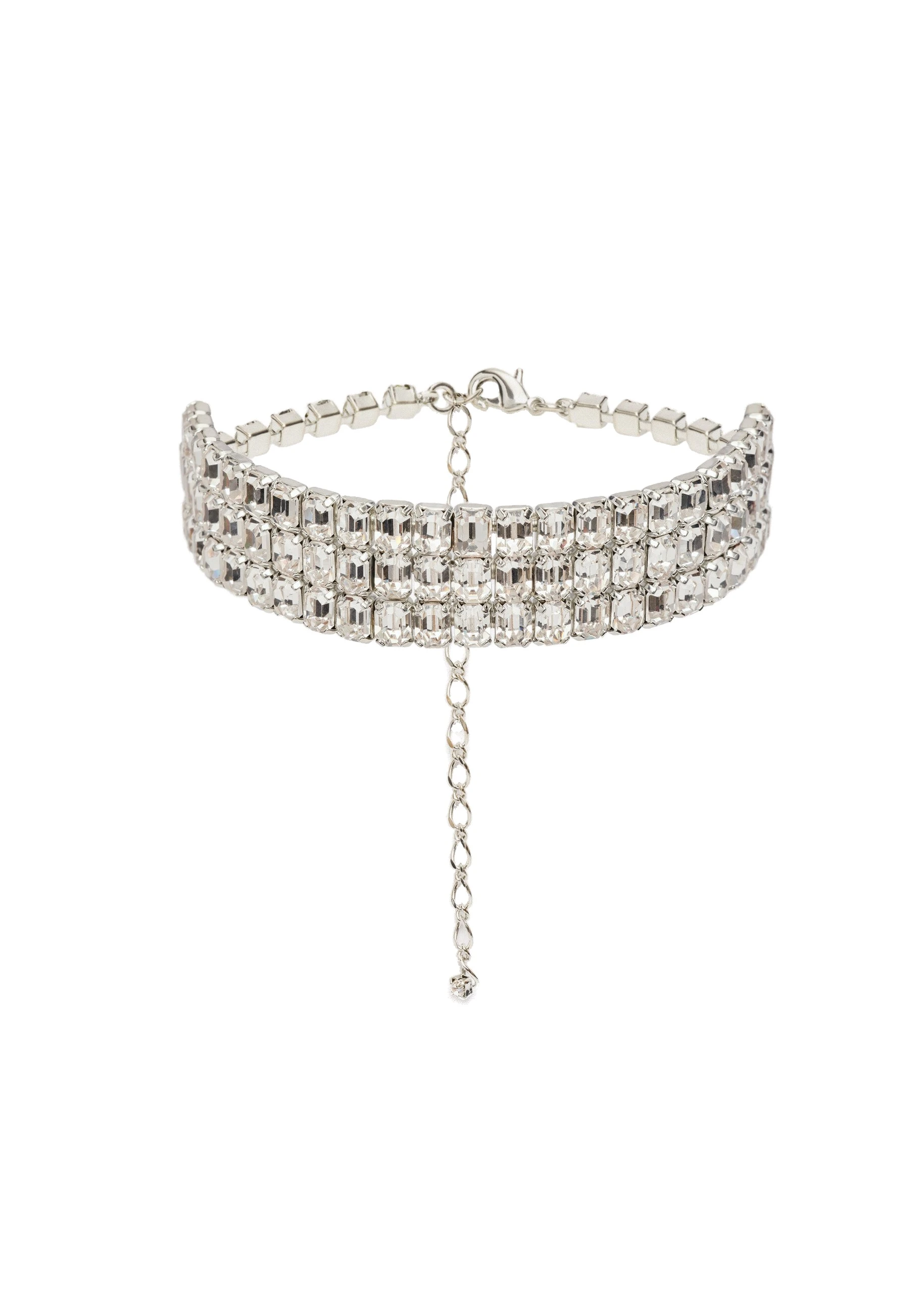 Magda Butrym Choker necklace with baguette-cut silver crystals | Luxury Shoes Magda Butrym Choker necklace with baguette-cut silver crystals