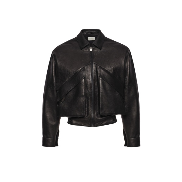 Magda Butrym Classic collar vintage leather jacket in black
