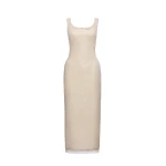 Magda Butrym Contoured midi dress with lace hem in cream